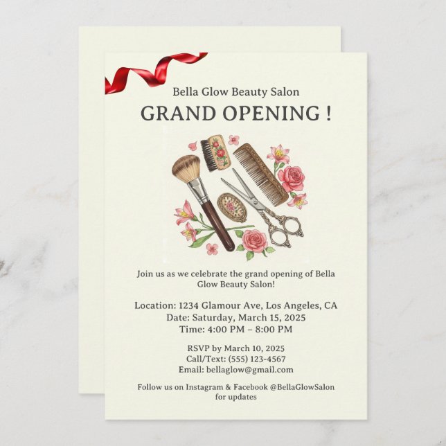 Beauty Salon Niedlich Grand Opening Einladung (Vorne/Hinten)