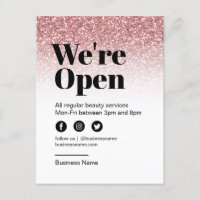 Beauty Salon Offen für Business Rose Gold Glitzer