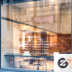 Beauty Salon Open Hours Fensteraufkleber