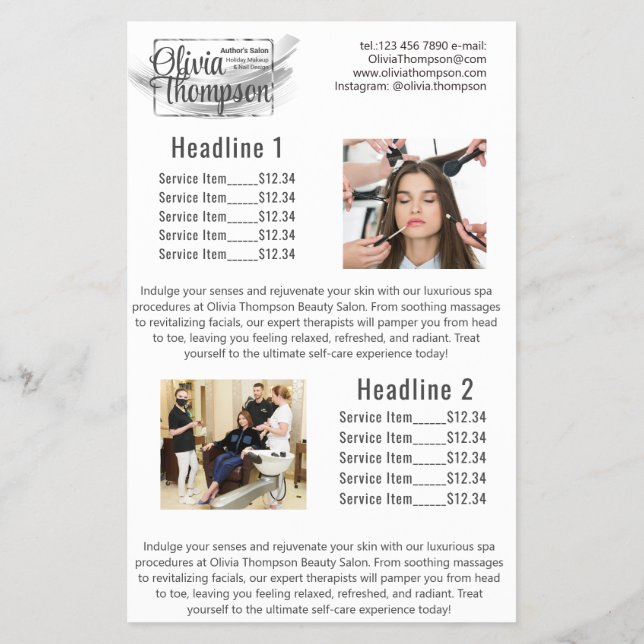 Beauty Salon Pearl Silver Calendar Flyer (Hinten)