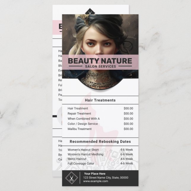 Beauty Salon Preisliste Rack Card (Vorne/Hinten)