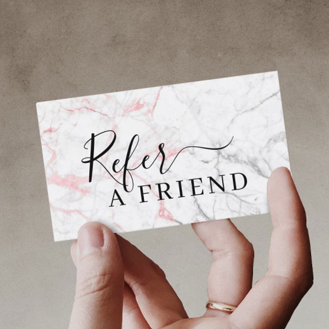 Beauty Salon Referat Modernes Rosa Marmor Empfehlungskarte (Von Creator hochgeladen)