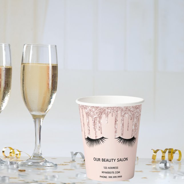 Beauty Salon Rose Gold Glitzer Läden Geschäft Pappbecher (Von Creator hochgeladen)