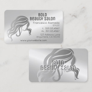 Beauty Salon Stylist Metallic Platinum Silver Visitenkarte