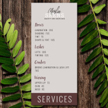Beauty Salon Treatment Menu Design