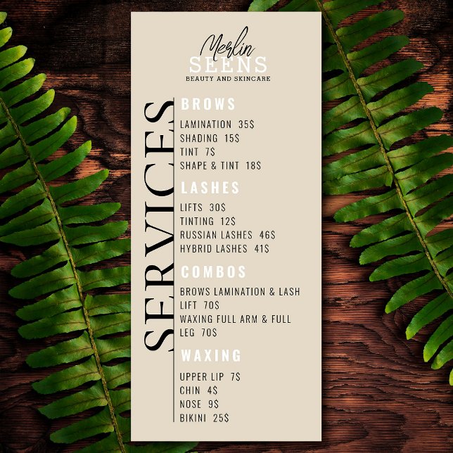 Beauty Salon Treatment Menu Design Menükarte (Von Creator hochgeladen)