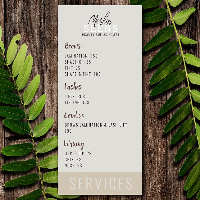 Beauty Salon Treatment Menu Design Menükarte (Von Creator hochgeladen)