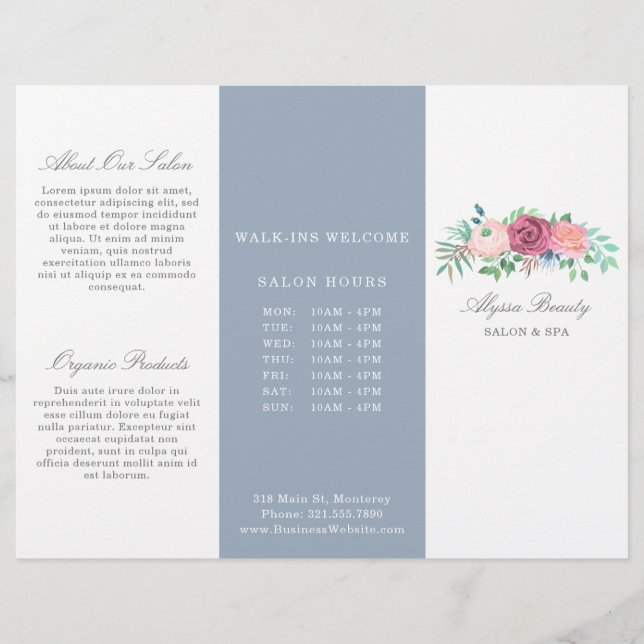 Beauty Salon Trifold Broschüre Elegante (Vorderseite)