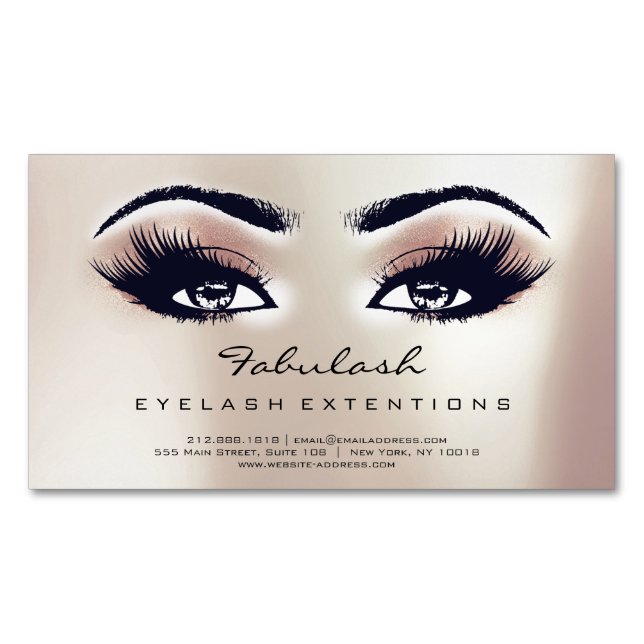 Beauty Salon Violet Rosa Rose Adress Makeup Lashes Magnetische Visitenkarte (Vorderseite)