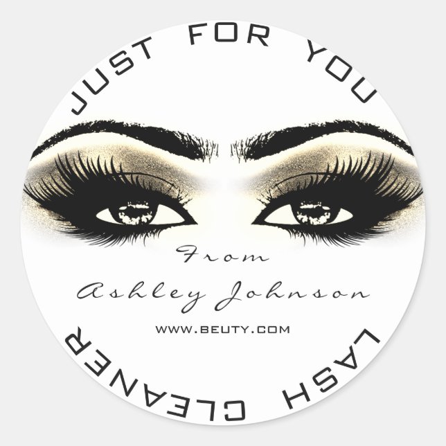 Beauty Salon White Gold Lash Cleaner Sepia Auge Runder Aufkleber (Vorderseite)
