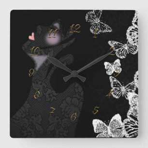 Beauty salon woman quadratische wanduhr