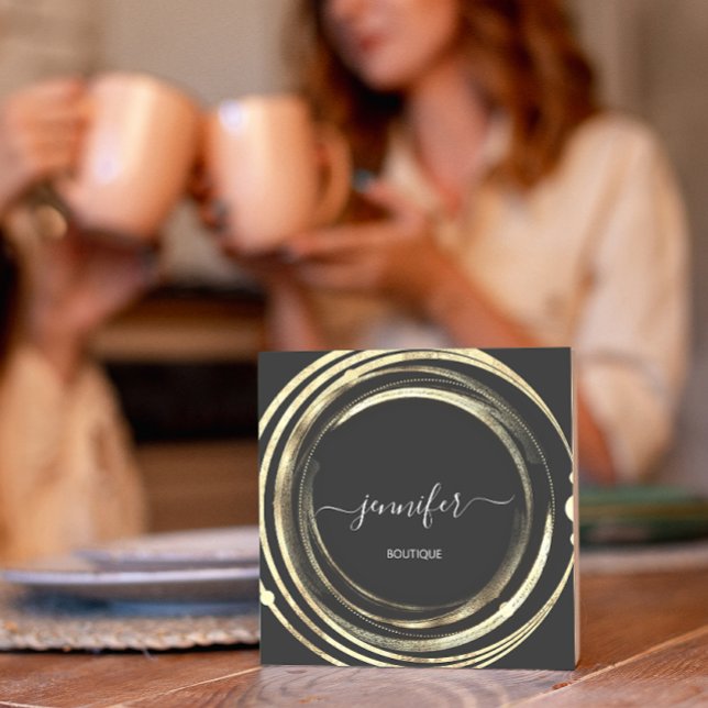 Beauty Shop Couch Gold Grau QR-Logo Quadratische Visitenkarte (Von Creator hochgeladen)