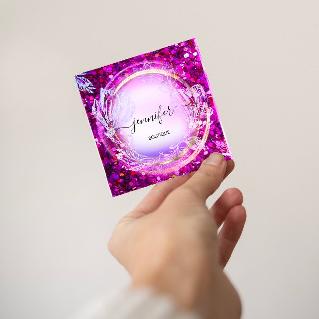 Beauty Shop Couch Pink Floral QR Code Rosa Konsul Quadratische Visitenkarte (Beauty Shop Couch Pink Floral QR Code Pink Consul Square Business Card)