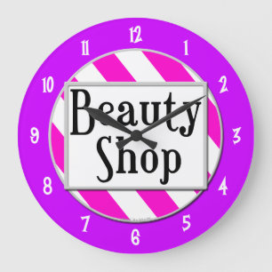 Beauty Shop Pink Lila Retro-Wall-Uhr Große Wanduhr