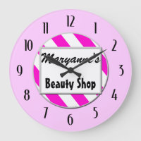 Beauty Shop Pink White Editable Uhr mit Zahlen