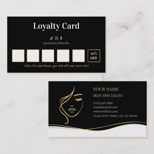 Beauty Skin Care Loyalty Card Treuekarte (Vorne/Hinten)