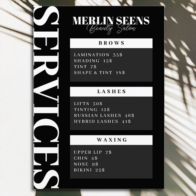 Beauty Skincare Salon Behandlungsmenü Design Schwa Menükarte (Von Creator hochgeladen)