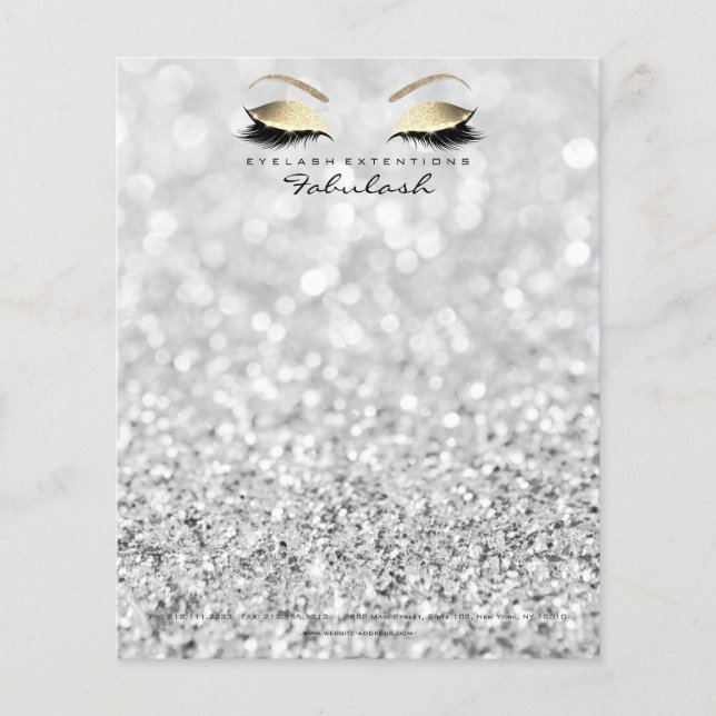 Beauty Skinny Lashes Makeup Stylist Silber Grau Flyer (Vorne)