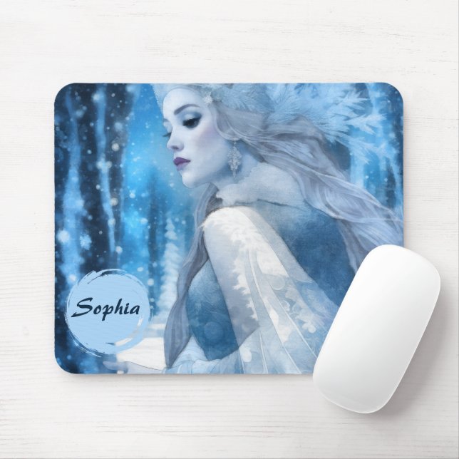 Beauty Snow Queen im Winter Wonderland gefroren Mousepad (Mit Mouse)