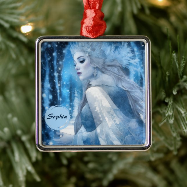 Beauty Snow Queen im Winter Wonderland gefroren Ornament Aus Metall (Baum)