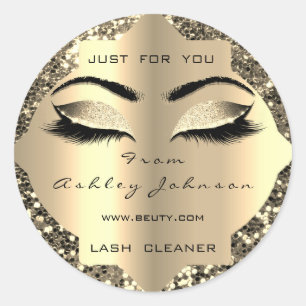Beauty Sparkl Glitzer Champaigne Gold Lash Cleaner Runder Aufkleber