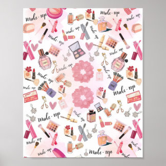 "Beauty Station" Make-up-Illustrations-Wandkunst Poster