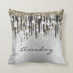 Beauty Studio Friseur Makeup Gray Gold Diamond Kissen