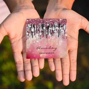 Beauty Studio Friseur Makeup Silver Rose Tropfen Quadratische Visitenkarte