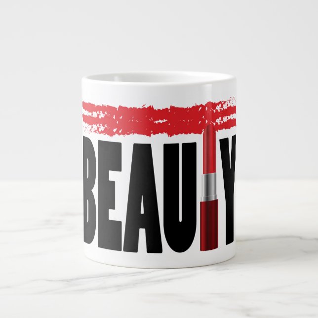 Beauty Typografie Jumbo-Tasse (Vorderseite)