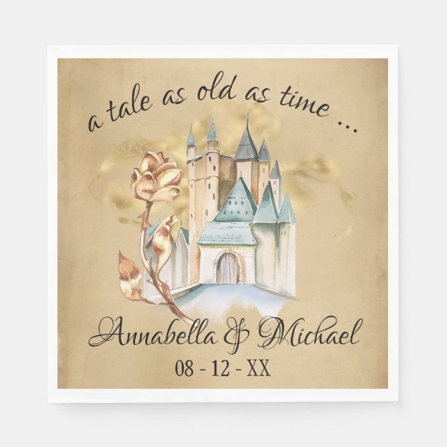 Beauty und das Biest Fairytale Burg und Rose Serviette (Vorderseite)