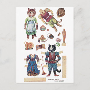 Beauty und das Biest, Paper Doll, Louis Wain Postkarte