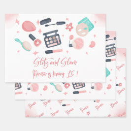 Beauty Wellness-Center glitz und glam Geburtstagsp Geschenkpapier Set