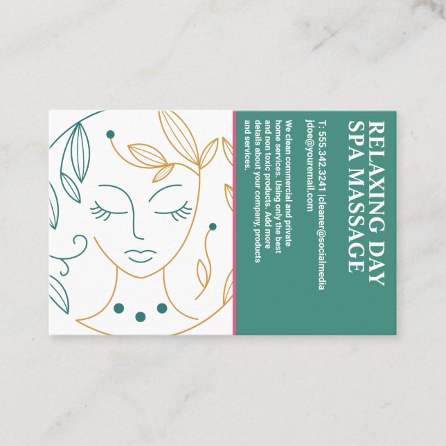 Beauty Wellness-Center Line Zeichnend | Kosmetik Visitenkarte (Vorderseite)