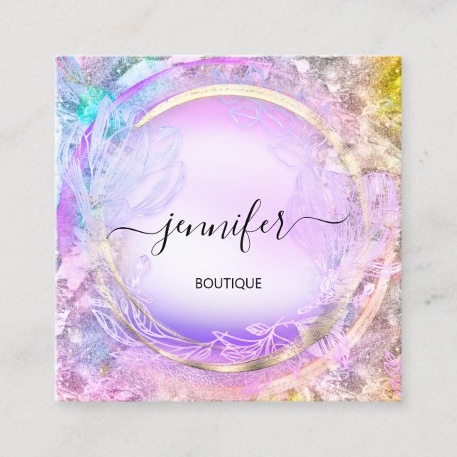 Beauty WELLNESS-CENTER Shop Paint Pink Floral QR-L Quadratische Visitenkarte (Vorderseite)