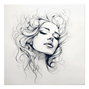Beauty Woman Sketch Fotodruck