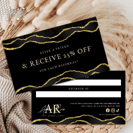 Beautykarte für Schwarz-Gold-Marmor-Agate Visitenkarte