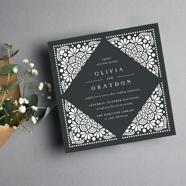 Beaux Arts Square Einladung zur Hochzeit | Holzkoh (Von Creator hochgeladen)