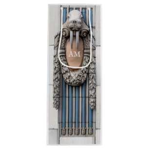 Beaux Arts Walrus Skulptur Custom Monogram Geschenktüte Für Weinflaschen