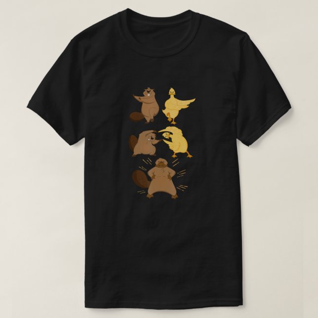Beaver and Duck Fusion Dance Anime Funny Platypus T-Shirt (Design vorne)