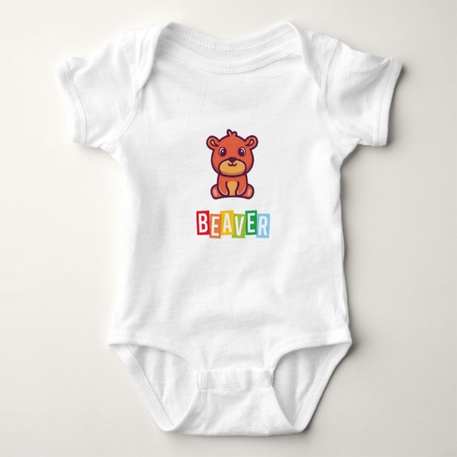 Beaver Baby Jersey Bodysuit Strampler (Vorderseite)
