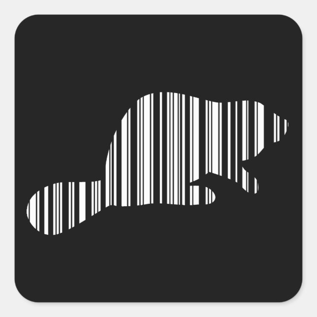 BEAVER BAR CODE - Muster für Tierstrichcode Quadratischer Aufkleber (Vorderseite)