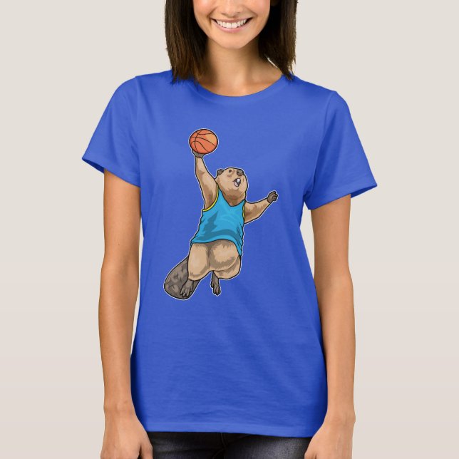 Beaver Basketball player Basketball Sports T-Shirt (Vorderseite)