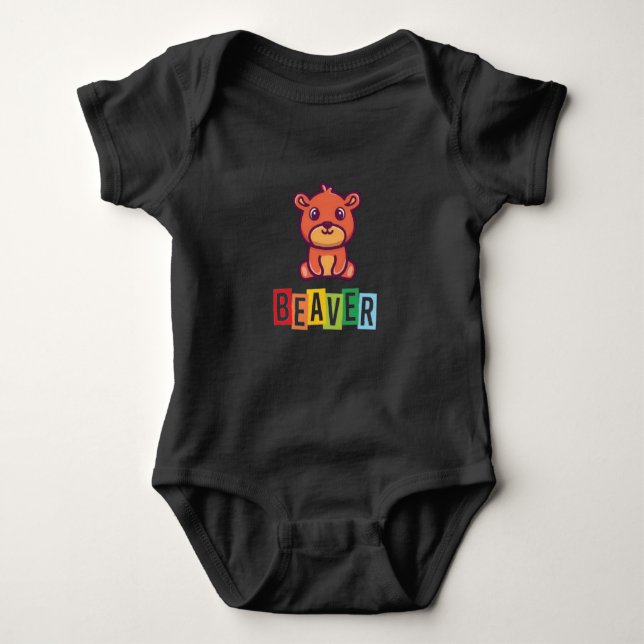 Beaver Blk Baby Jersey Bodysuit Strampler (Vorderseite)