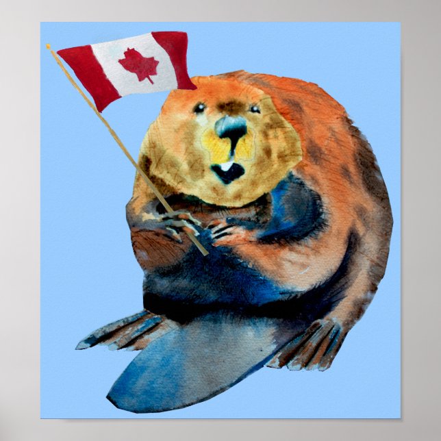 Beaver Canadian Flag Print Poster (Vorne)