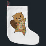 Beaver Cheerful Christmas Winter Animals Beavers Kleiner Weihnachtsstrumpf<br><div class="desc">Der Biber zu Weihnachten mit Feenlicht. Hübsche Tiere mit Geschenken und Schnee für den Urlaub. Auch lustig für Weihnachten im Juli. Biber sind niedliche Tiere und perfekt zu Weihnachten.</div>