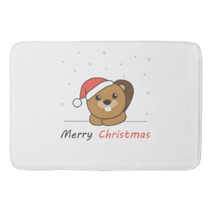 Beaver Christmas Snow Winter Animals Beaver Badematte