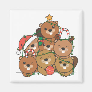Beaver Christmas Tree Funny Animal Christmas Magne Magnet