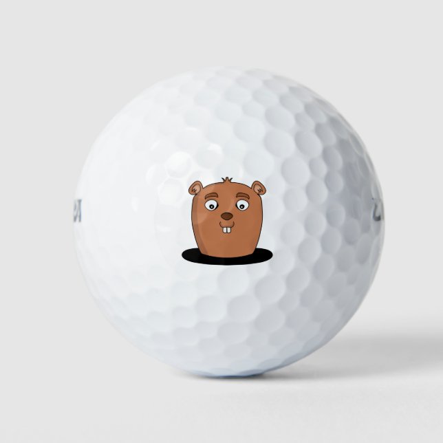 Beaver coming out of a hole golfball (Vorderseite)