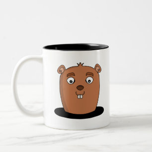 Beaver coming out of a hole zweifarbige tasse