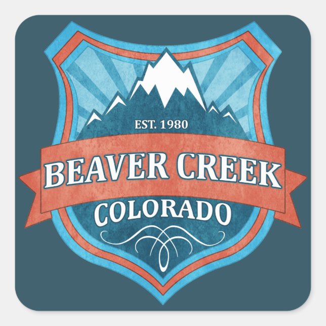 Beaver Creek Colorado aquamarine Grunge Schild Auf Quadratischer Aufkleber (Vorderseite)